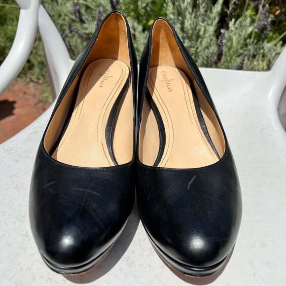 Black leather Cole Haan hidden platform Nike Air heels, size 11b - Picture 7 of 8